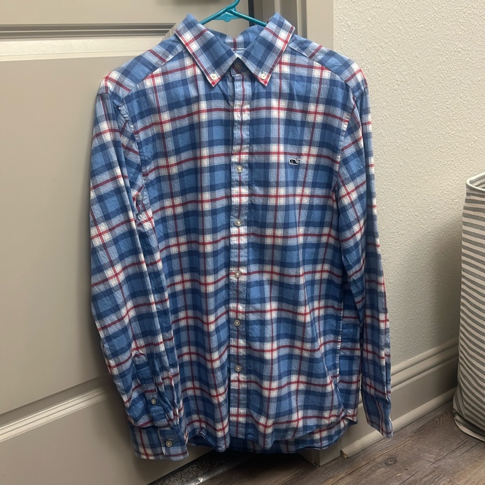 Vineyard Vines Blue & Red/White Plaid Button-Up